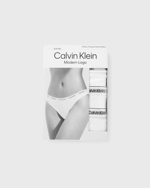 Calvin Klein Underwear WMNS 3 PACK THONG (LOW-RISE) White -  WHITE/WHITE/WHITE