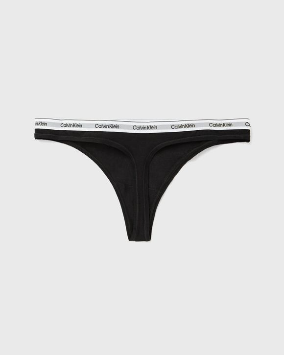 Calvin Klein 2 pack thongs with logo waistband in black