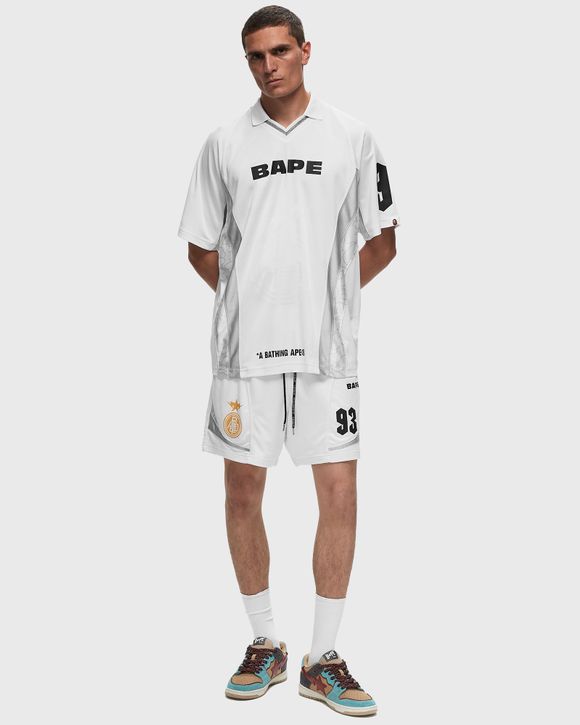 A Bathing Ape MULTI LOGO RELAXED FIT SOCCER JERSEY White | BSTN Store