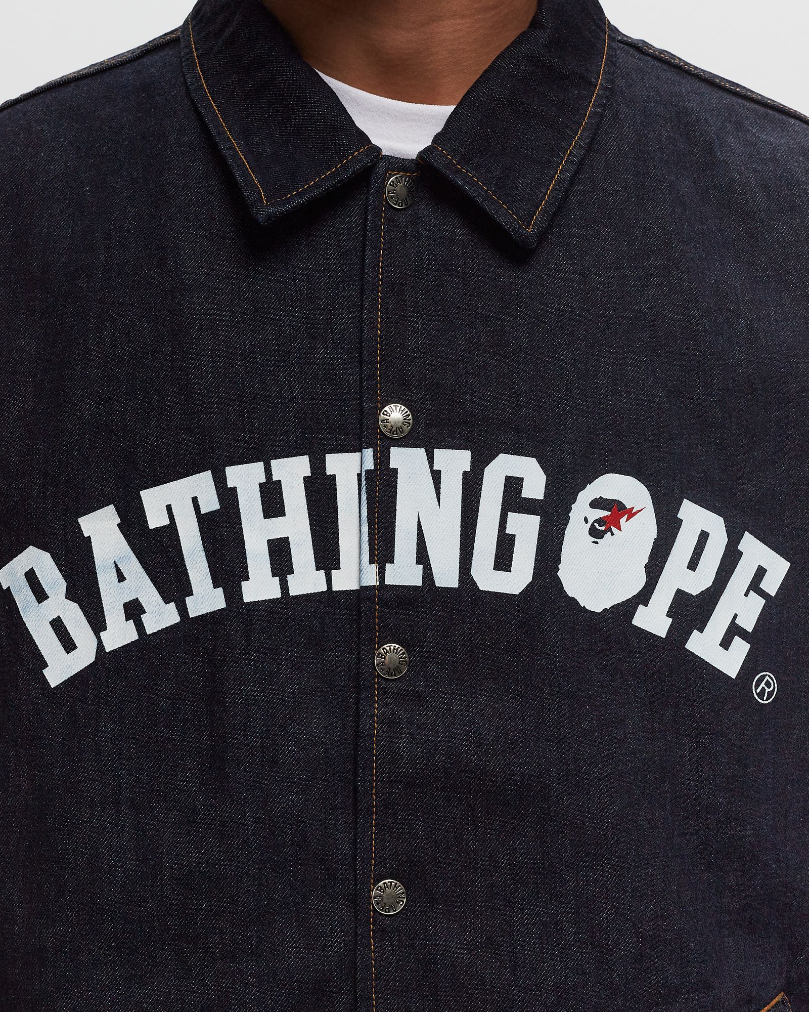 BATHING APE RELAXED FIT DENIM COACH JACKET