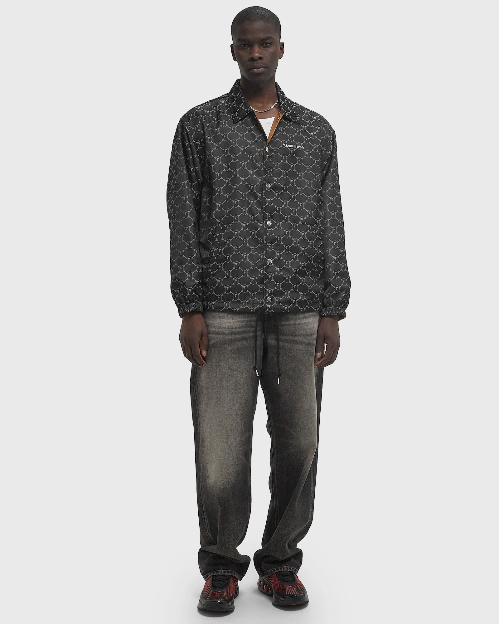 SOLID CAMO JACQUARD NYLON REVERSIBLE COACH JACKET