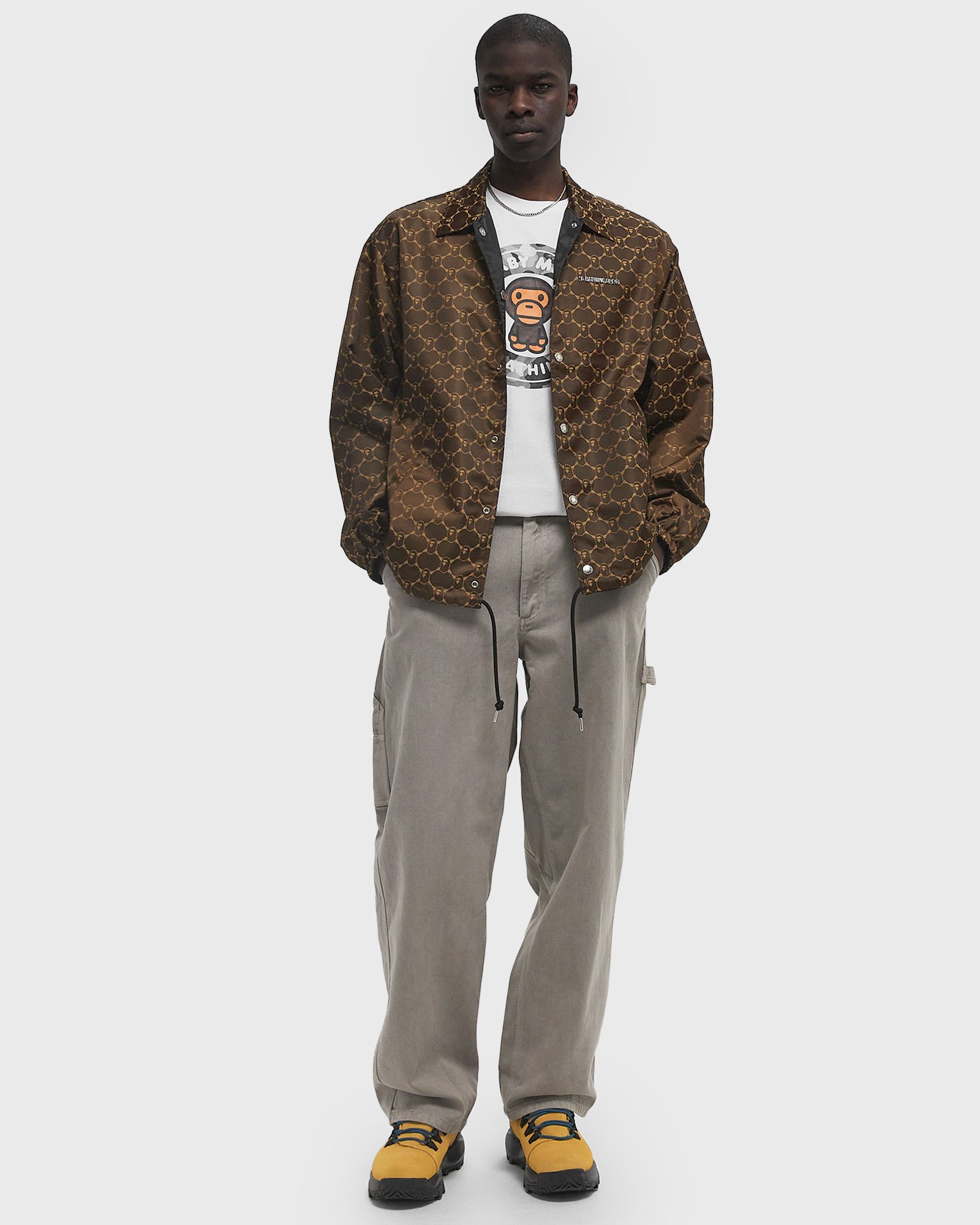 SOLID CAMO JACQUARD NYLON REVERSIBLE COACH JACKET