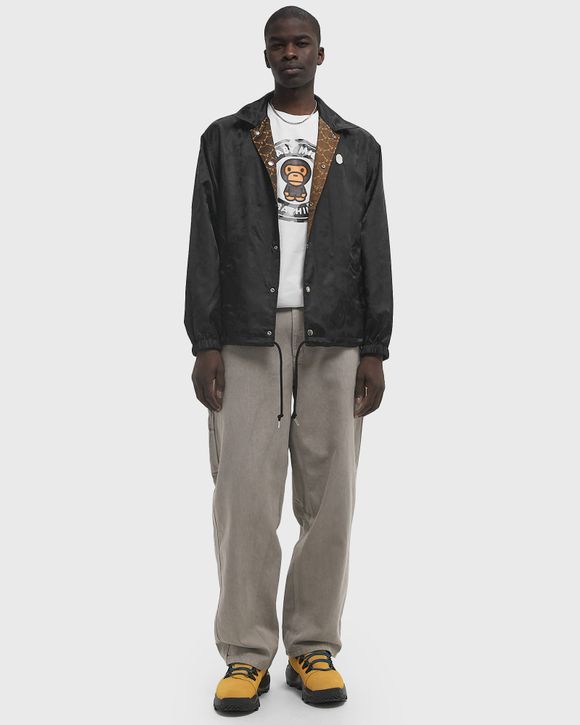 SOLID CAMO JACQUARD NYLON REVERSIBLE COACH JACKET