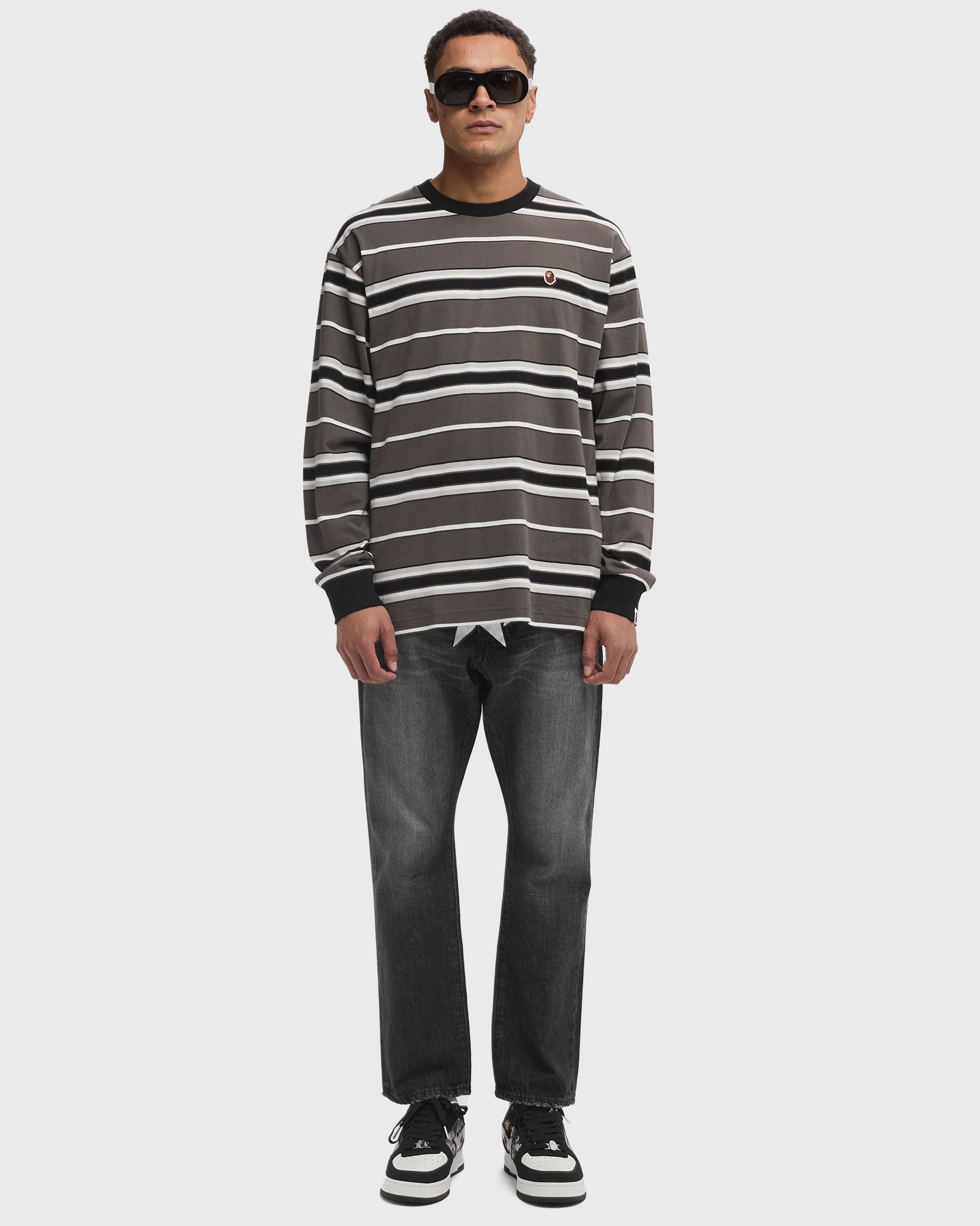 APE HEAD ONE POINT STRIPE LS TEE