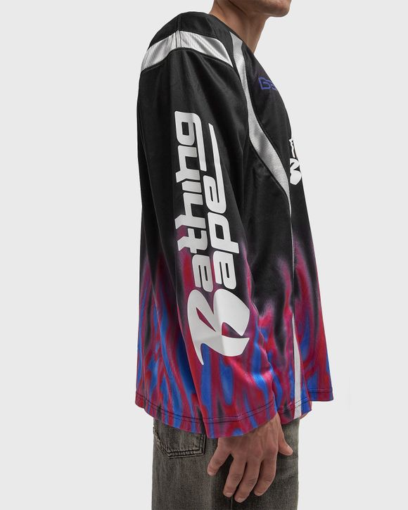 FLAME PATTERN MULTILOGO RELAXED FIT FOOTBALL JERSEY