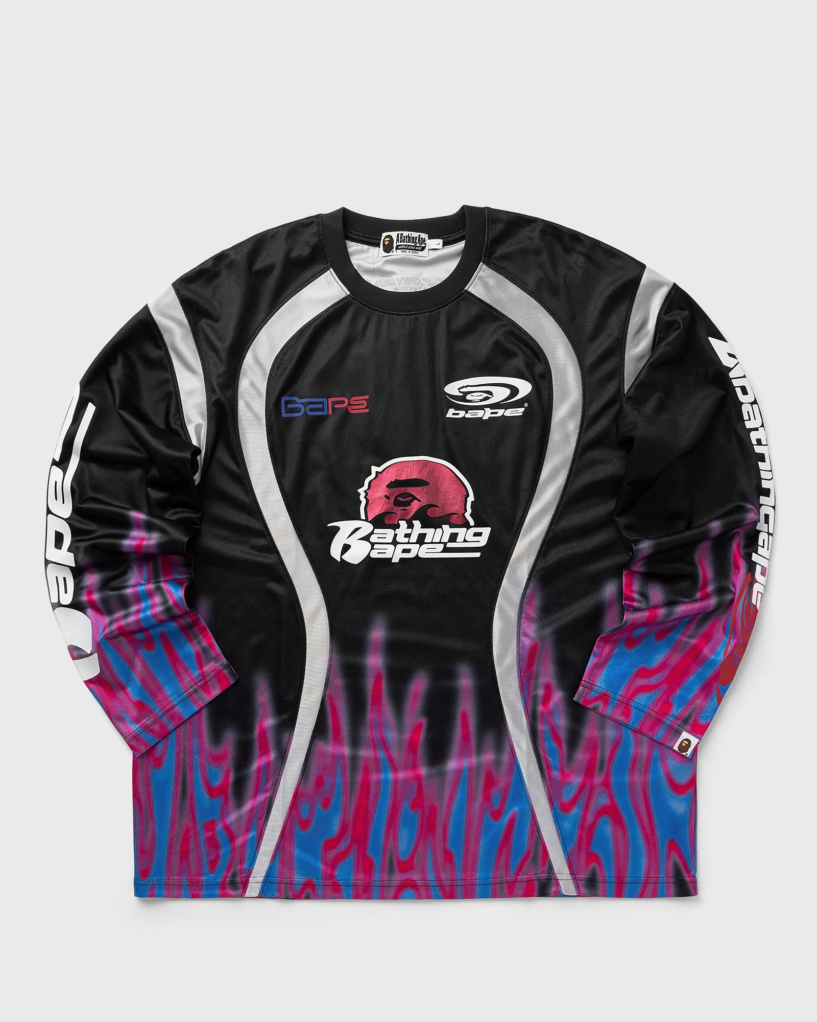 FLAME PATTERN MULTILOGO RELAXED FIT FOOTBALL JERSEY