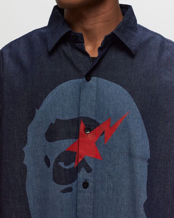 A Bathing Ape STA APE HEAD RELAXED FIT DENIM L S SHIRTS Blue BSTN Store