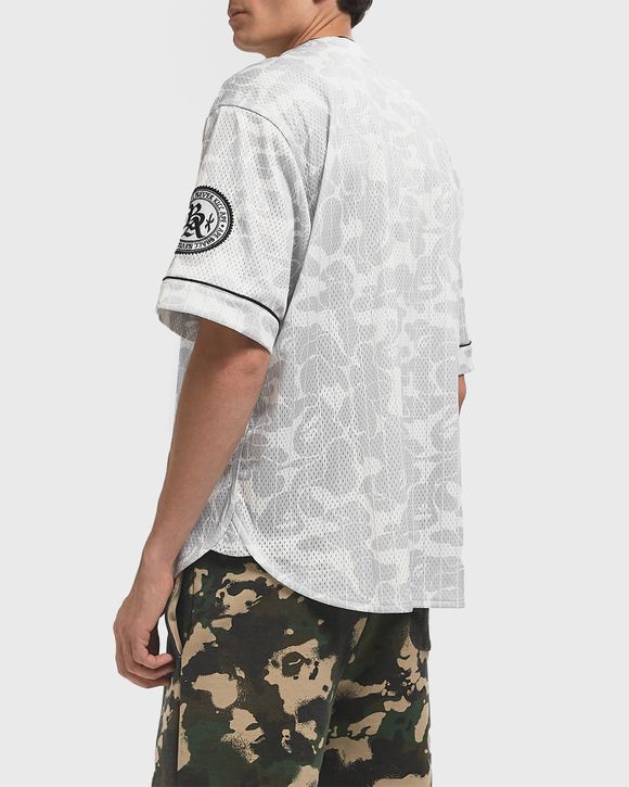 A Bathing Ape CAMO STRIPE BASEBALL SHIRT Grey | BSTN Store