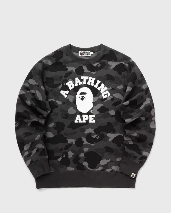 A Bathing Ape COLOR CAMO COLLEGE CREWNECK SWEATSHIRT Black | BSTN