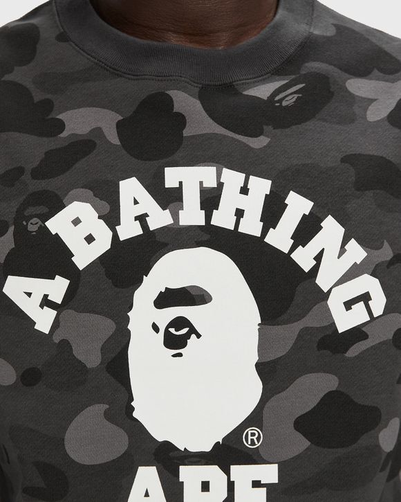 A Bathing Ape COLOR CAMO COLLEGE CREWNECK SWEATSHIRT Black | BSTN