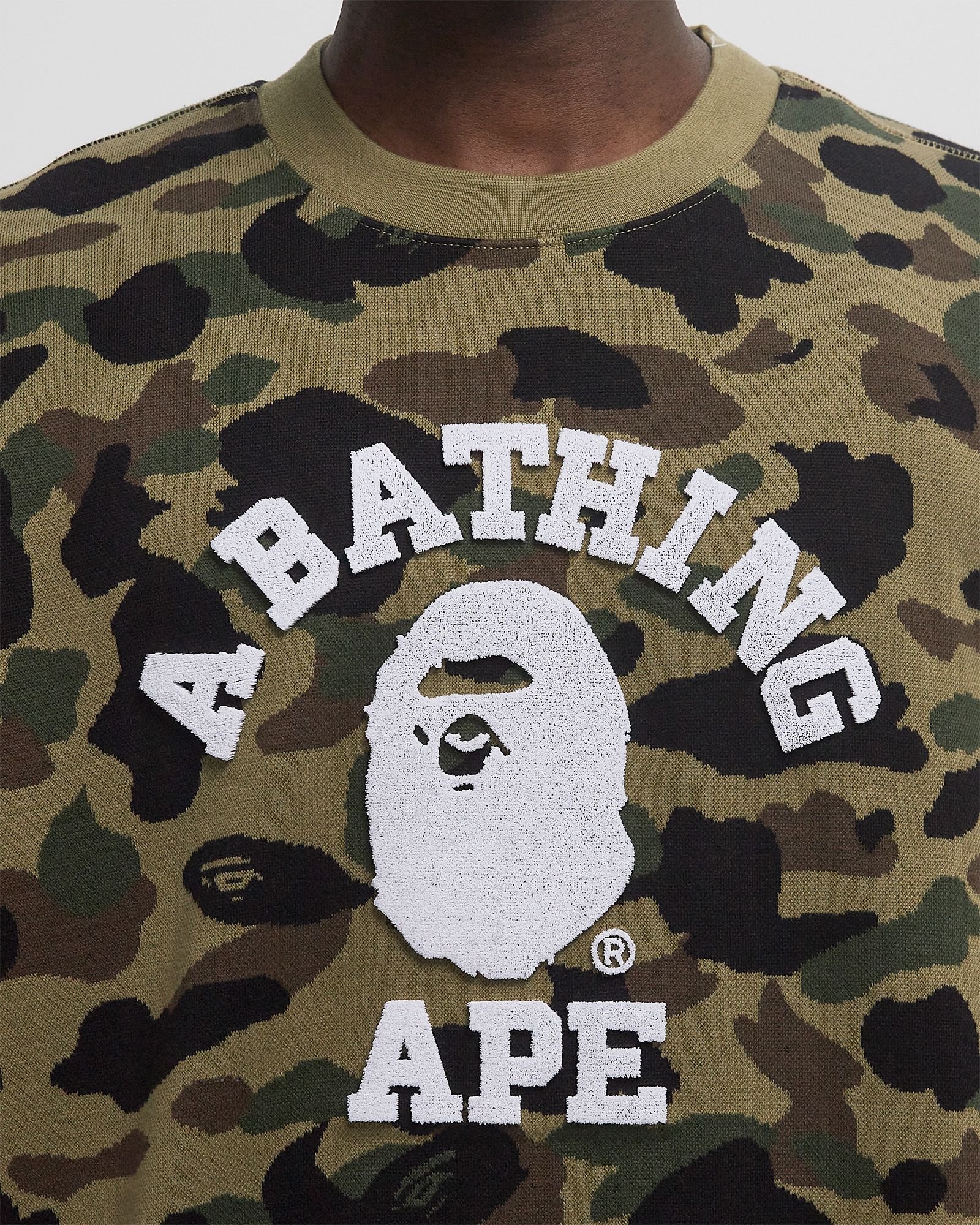 1ST CAMO JACQUARD COLLEGE RELAX FIT CREWNECK SWEATSHIRT