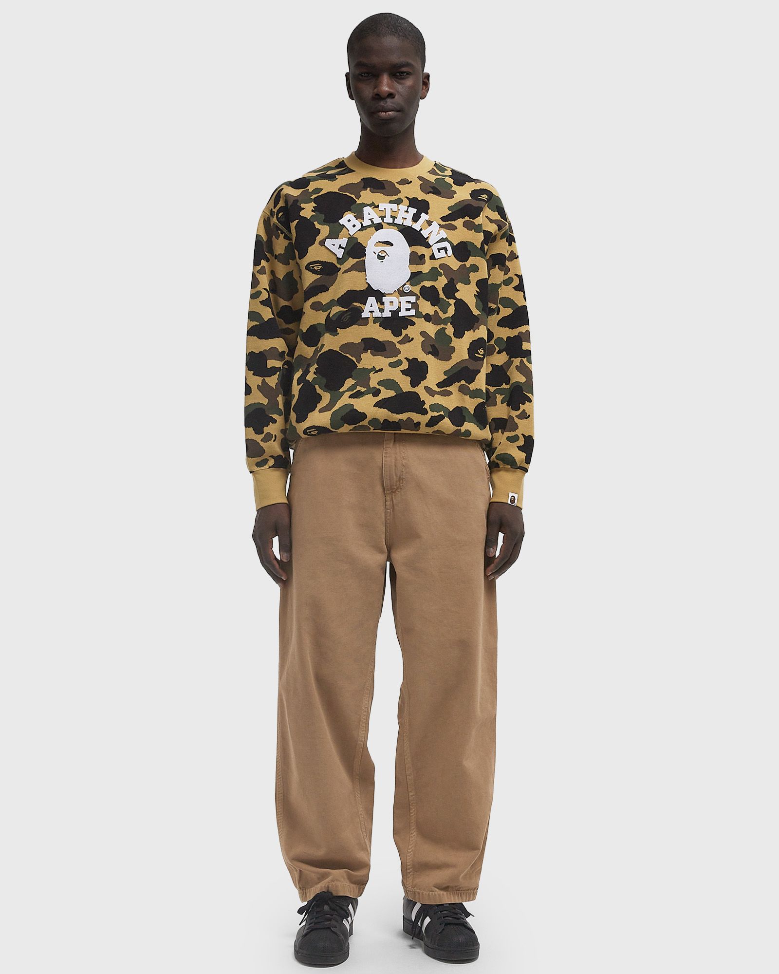 A Bathing Ape 1ST CAMO JACQUARD COLLEGE RELAX FIT CREWNECK