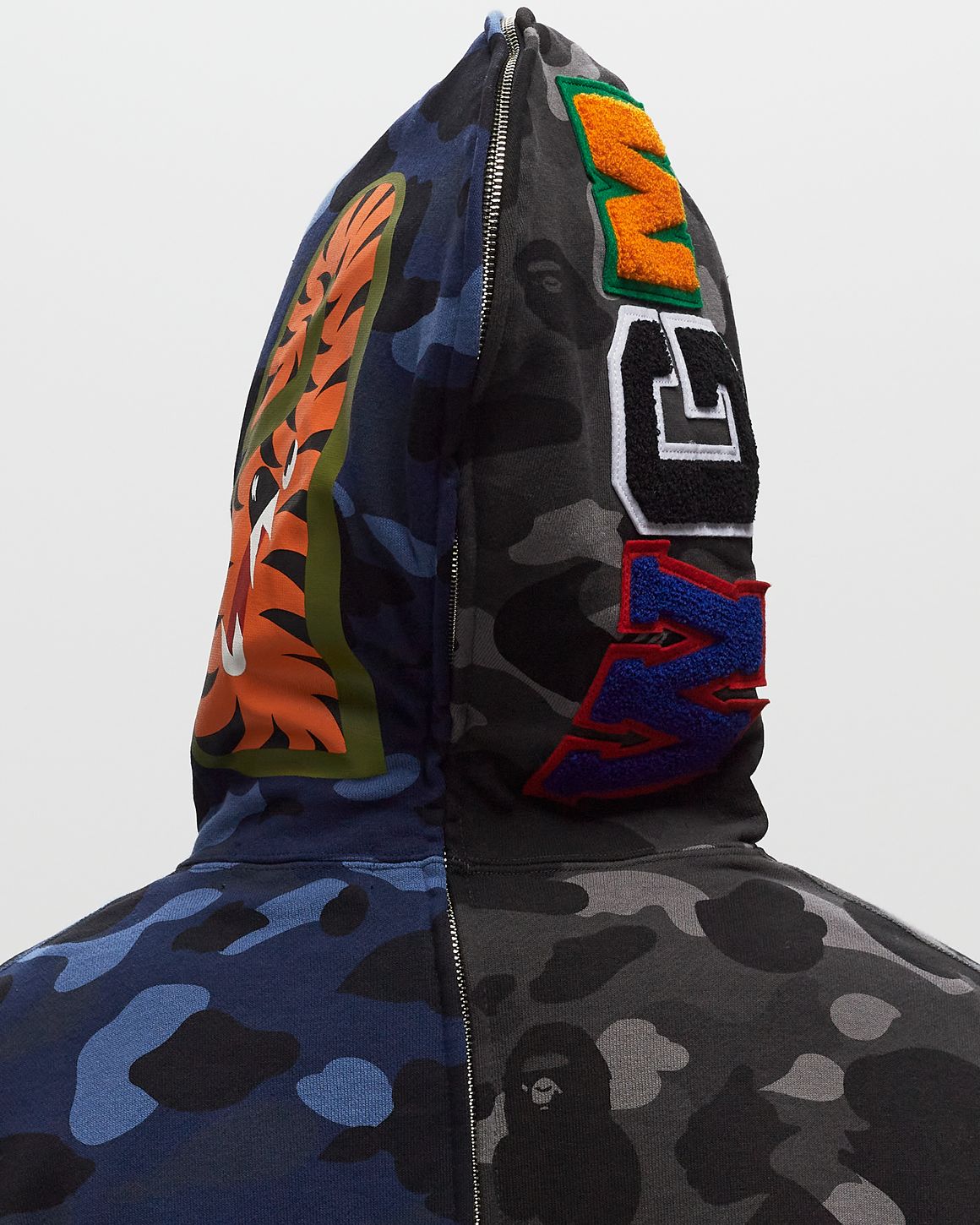 Blue and black bape hoodie deals