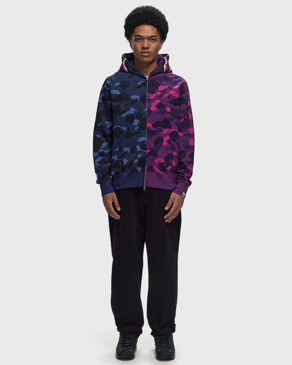 A Bathing Ape COLOR CAMO SEPARATE SHARK FZ HOODIE Blue Purple BSTN Store