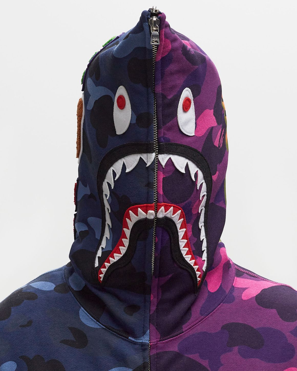 A Bathing Ape COLOR CAMO SEPARATE SHARK FZ HOODIE Blue Purple BSTN Store