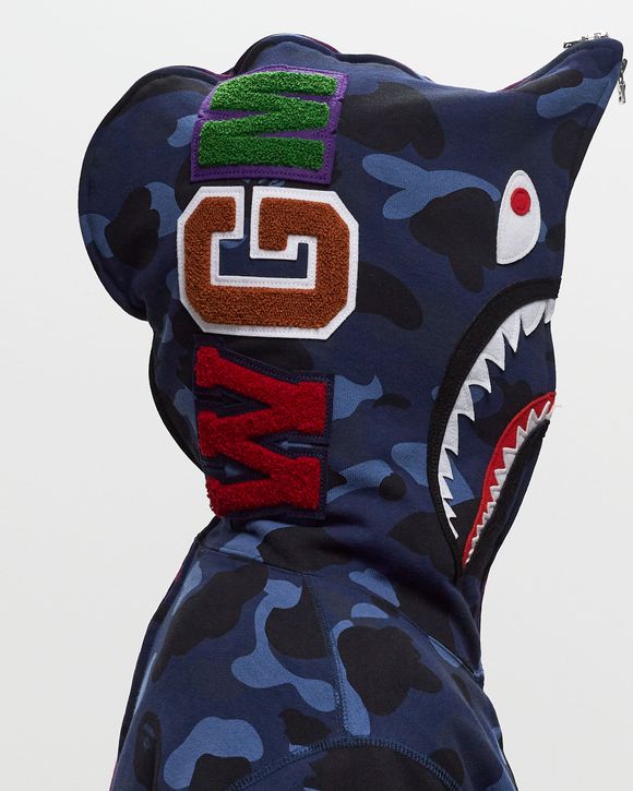 A Bathing Ape COLOR CAMO SEPARATE SHARK FZ HOODIE Blue Purple BSTN Store