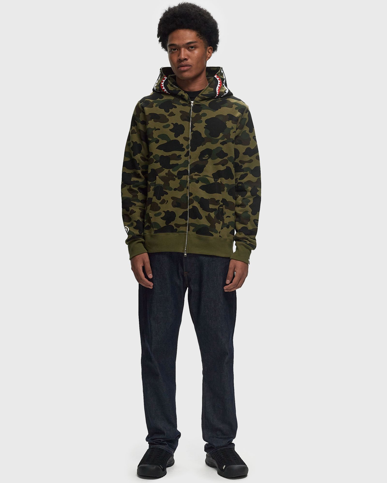 トップス A BATHING APE 1ST CAMO FULL ZIP HOODIE BAPE 1st camo green shark full zip hoodie A Bathing Ape Size