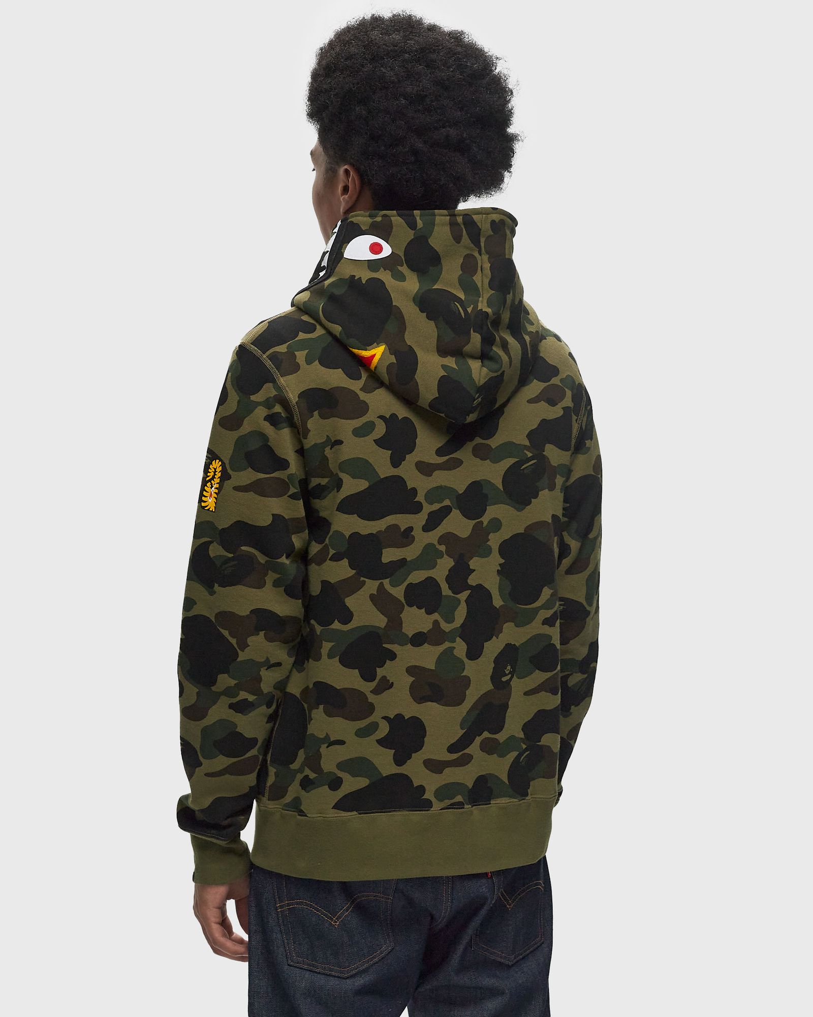 A Bathing Ape 1ST CAMO 2ND SHARK FULL ZIP HOODIE Green