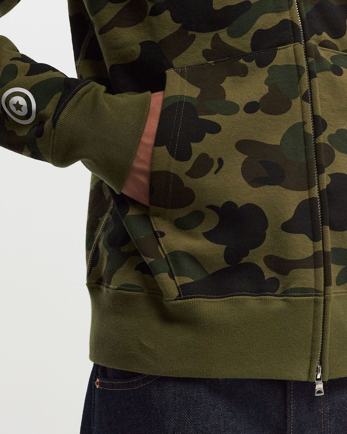 A Bathing Ape 1ST CAMO 2ND SHARK FULL ZIP HOODIE Green | BSTN Store