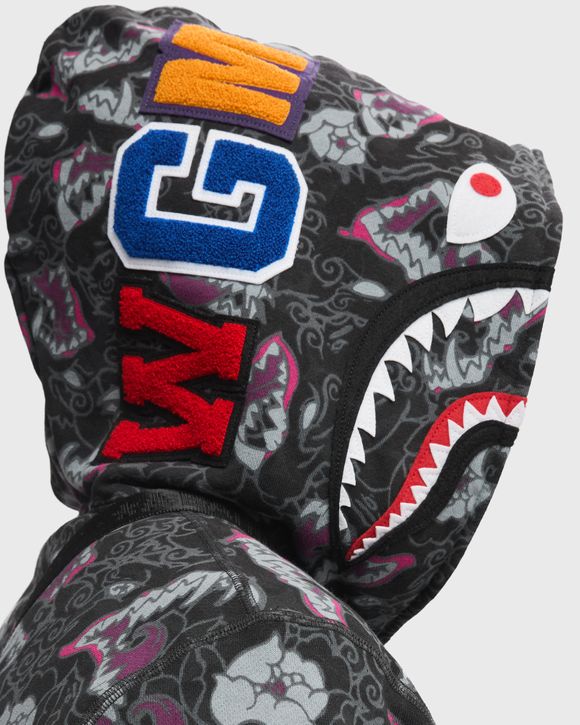A Bathing Ape JAPANESE TATTOO CAMO SHARK FZ HOODIE Black