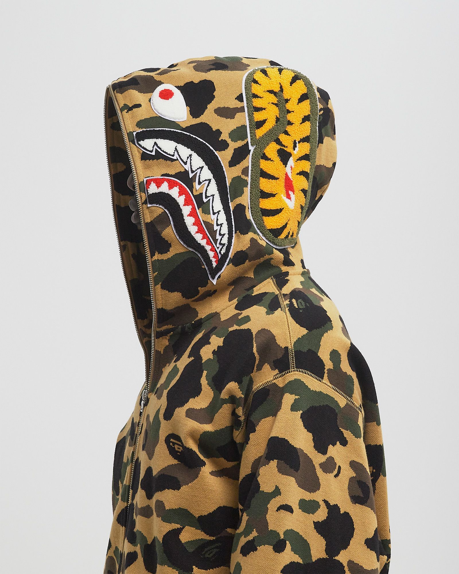 1ST CAMO JACQUARD SHARK RELAXED FIT FULL ZIP HOODIE