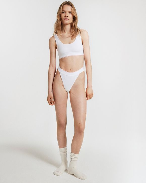 Calvin Klein Women's Organic Cotton Rib High Leg Thong in White
