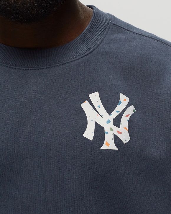 Fanatics MLB New York Yankees Terrazzo Fleece Crew Sweatshirt Men Sweatshirts|Team Sweats Blue in Size:M