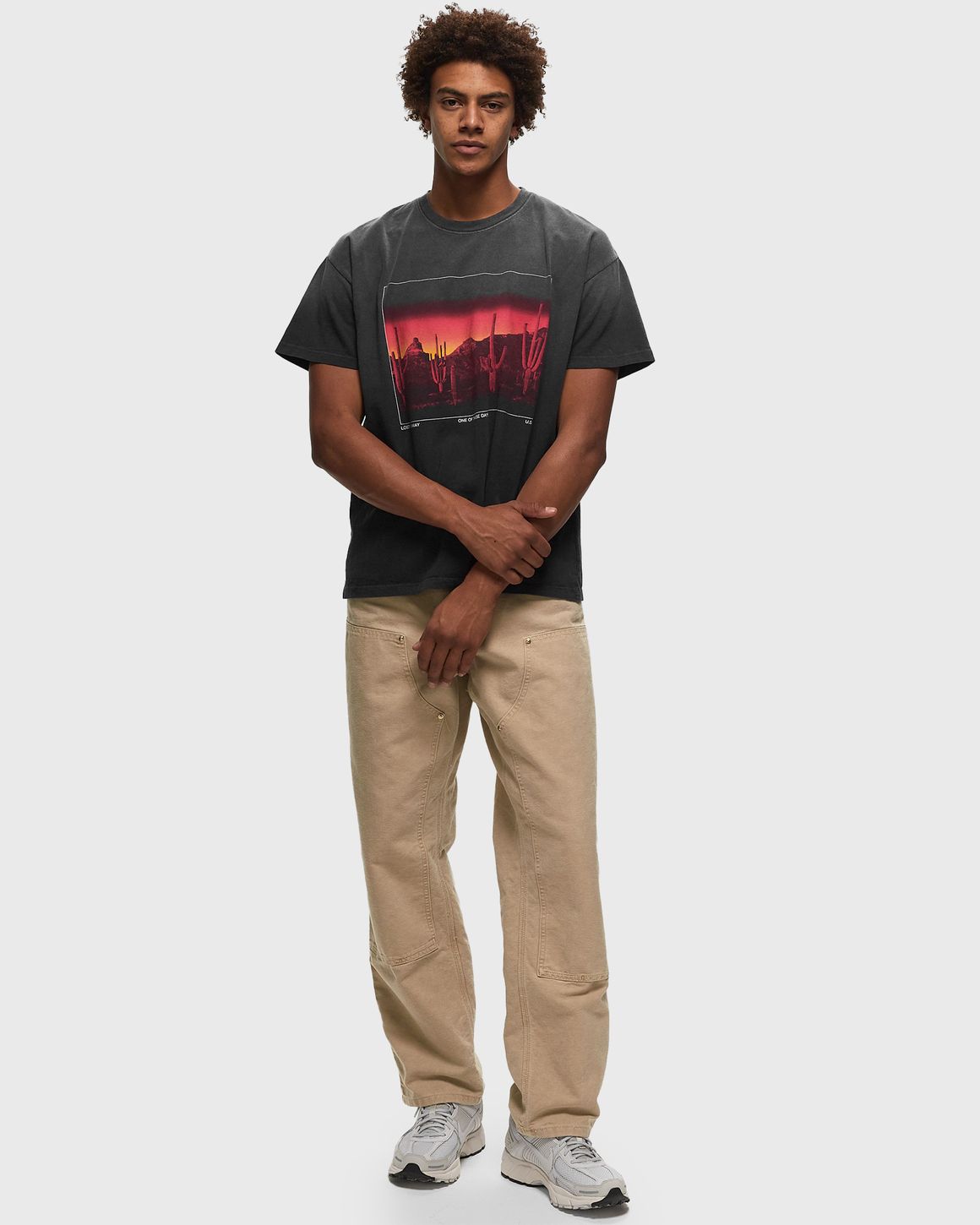 ★24SS 大人気★ONE OF THESE DAYS BURNING LANDSCAPE TEE Burning Landscape Tee | Washed Black | Crossroads Of The Big