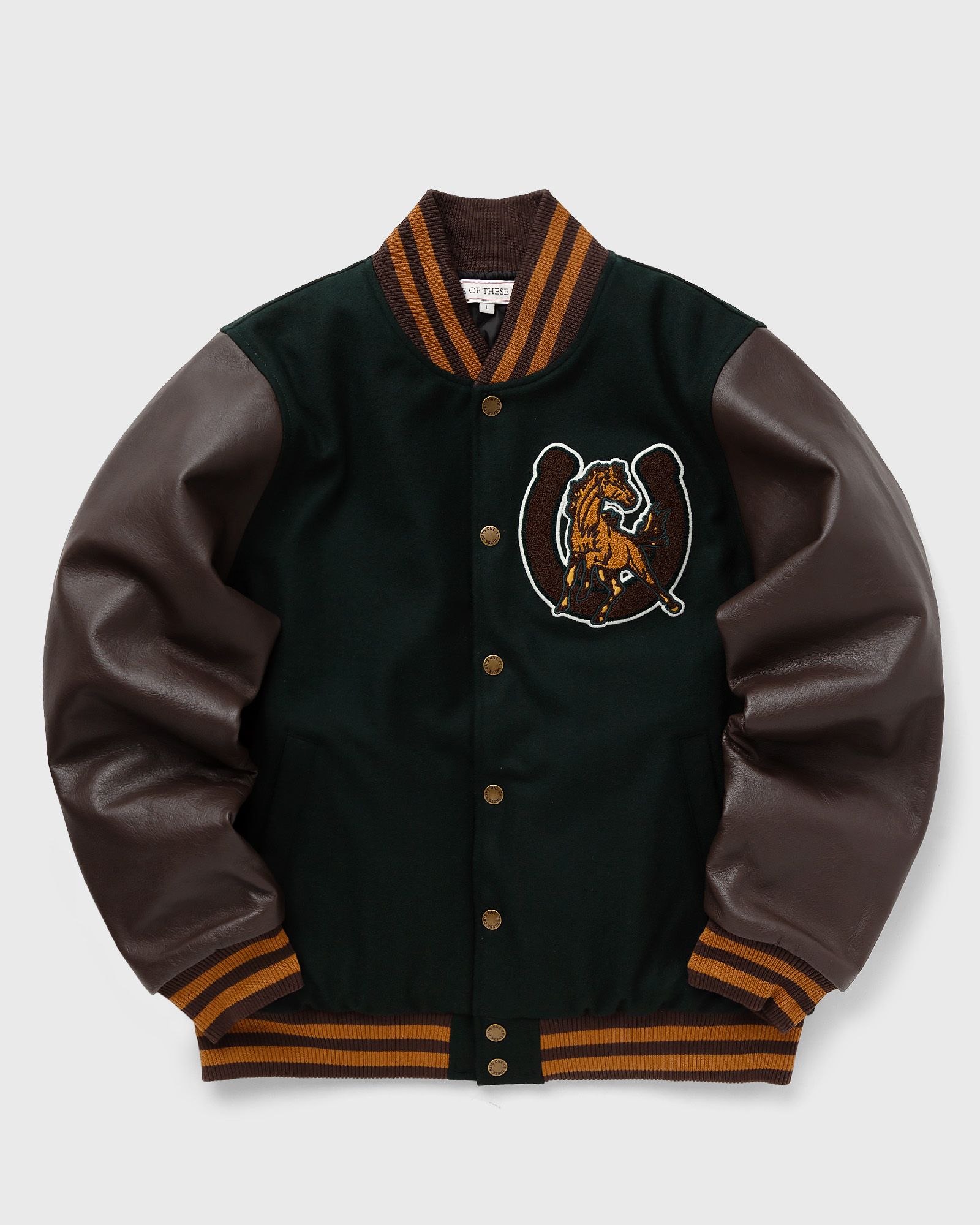 One of these Days - mustang varsity men bomber jackets|college jackets brown|green in größe:xl