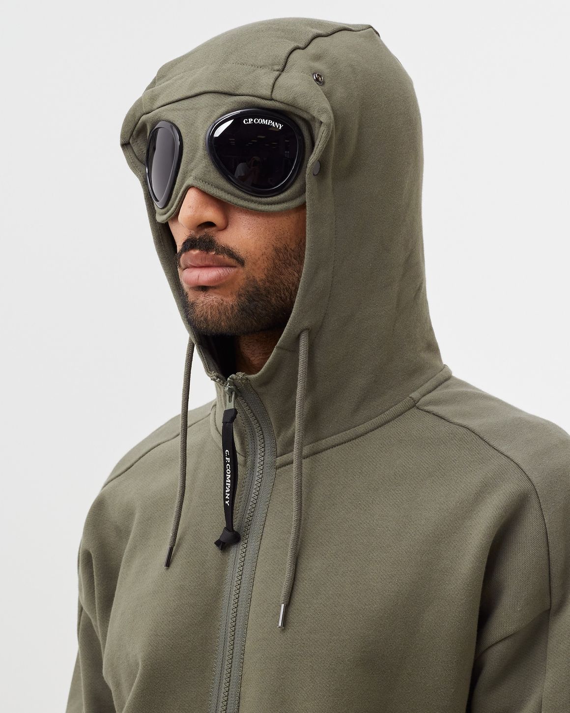 C.P. Company DIAGONAL RAISED FLEECE GOOGLE HOODIE Green