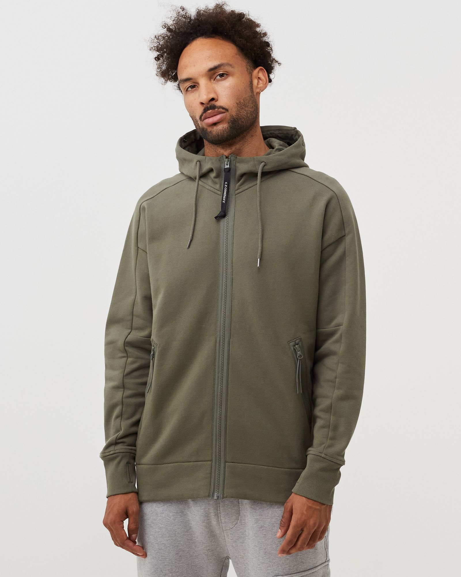 DIAGONAL RAISED FLEECE GOOGLE HOODIE