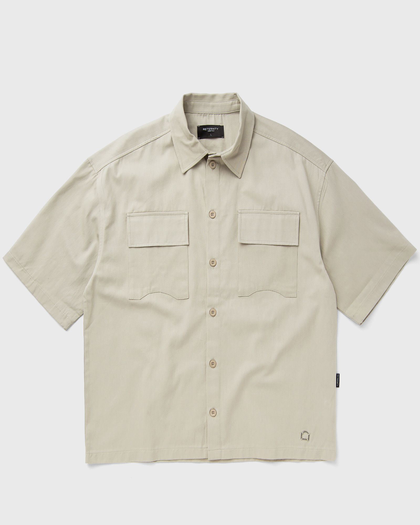 Reternity - logo button shirt men shortsleeves beige in größe:m