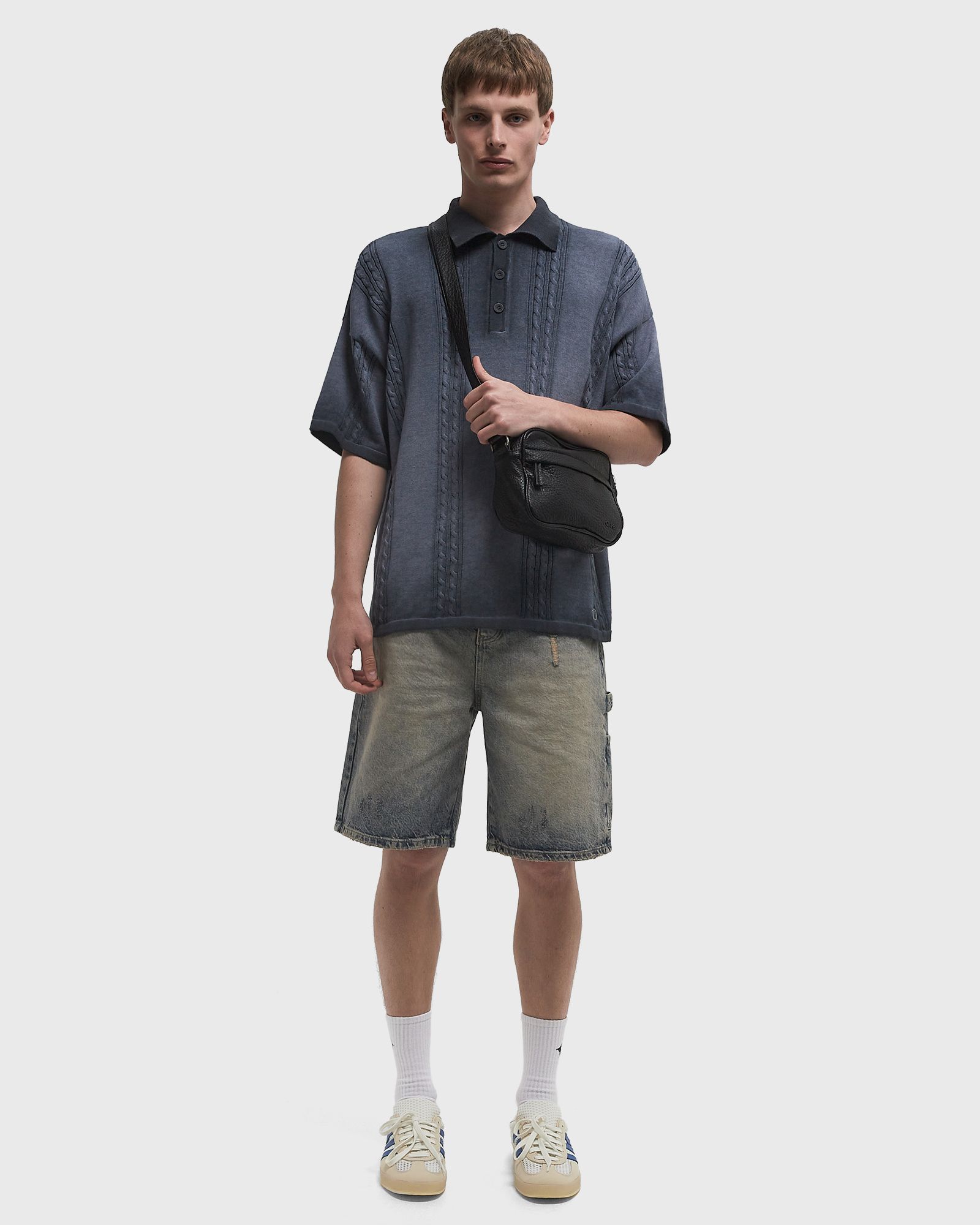 OIL WASHED POLO KNIT SHIRT