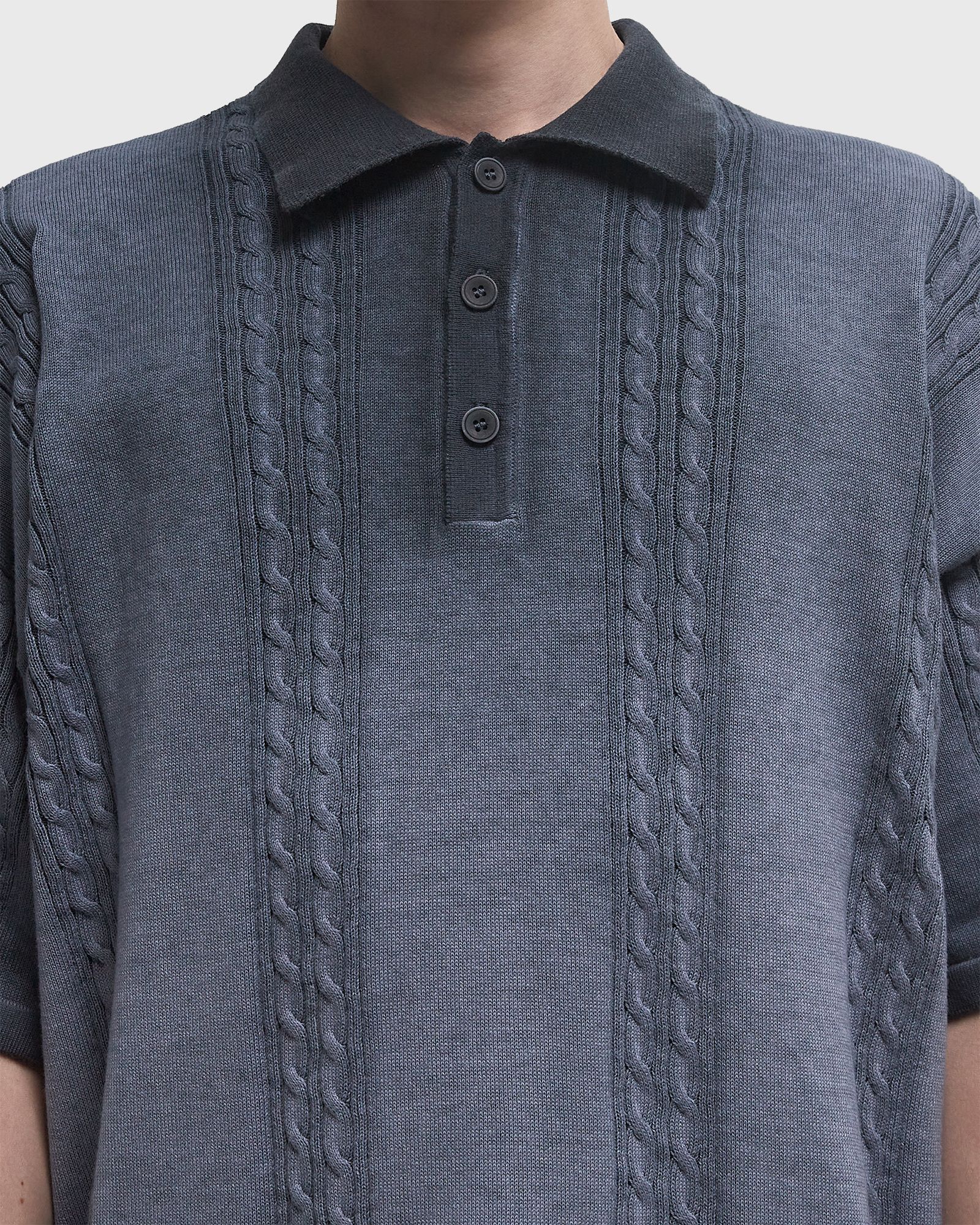 OIL WASHED POLO KNIT SHIRT