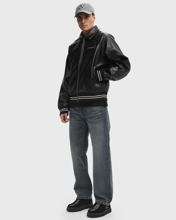 DISTRESSED LEATHER BOMBER JACKET