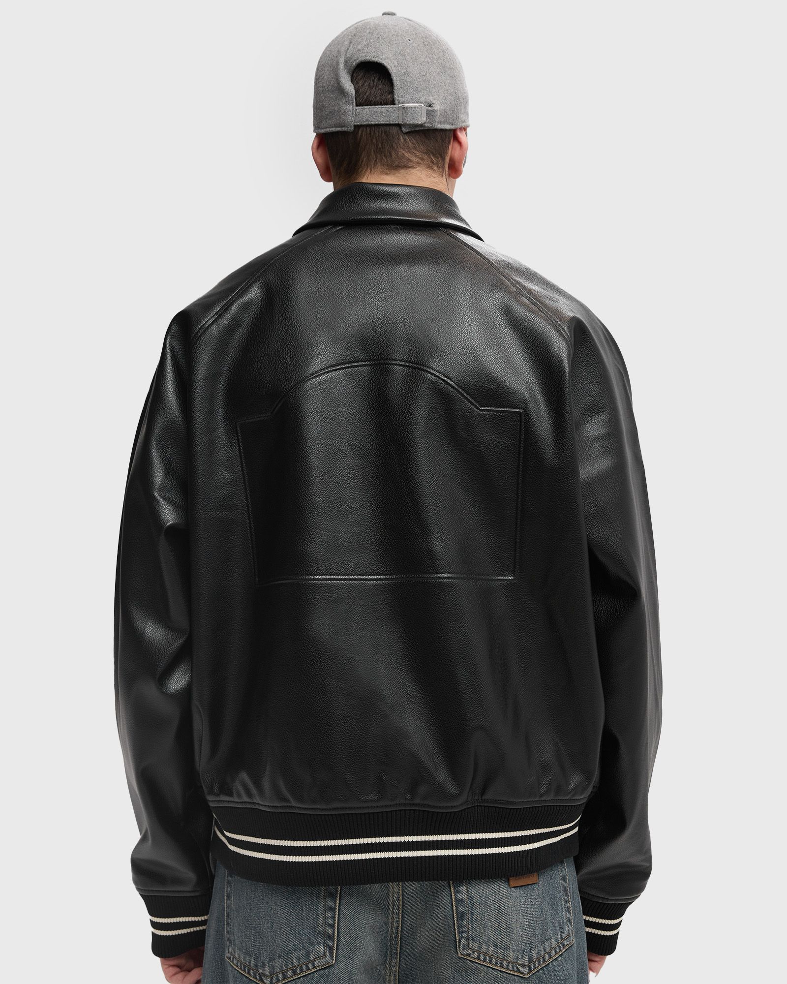 DISTRESSED LEATHER BOMBER JACKET