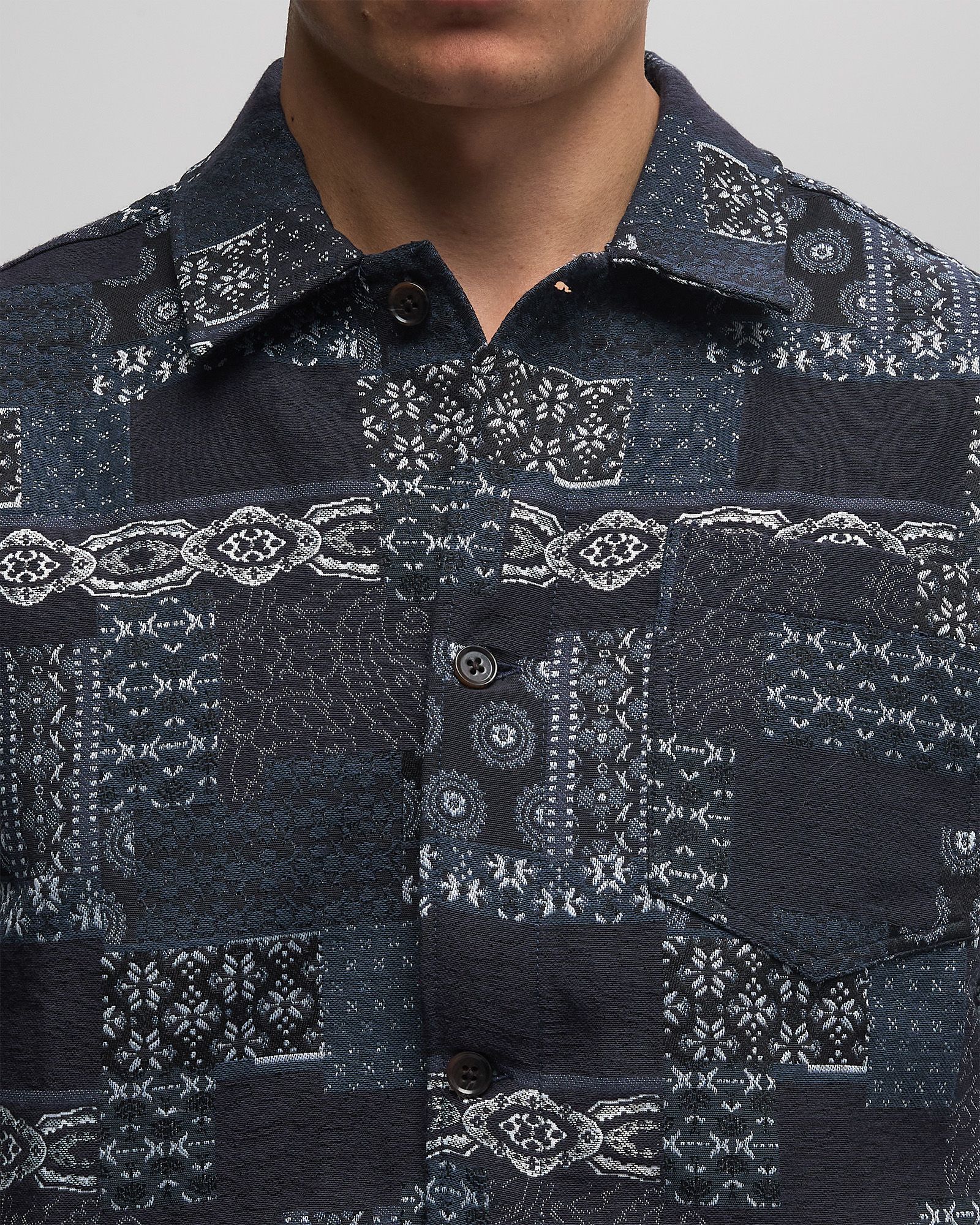 Layton Contrast Jacquard Overshirt