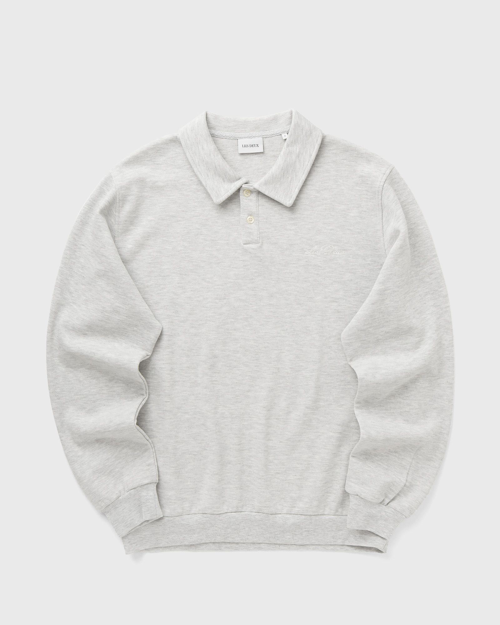 Les Deux Les Deux Ben Polo Piqué Sweatshirt in grey