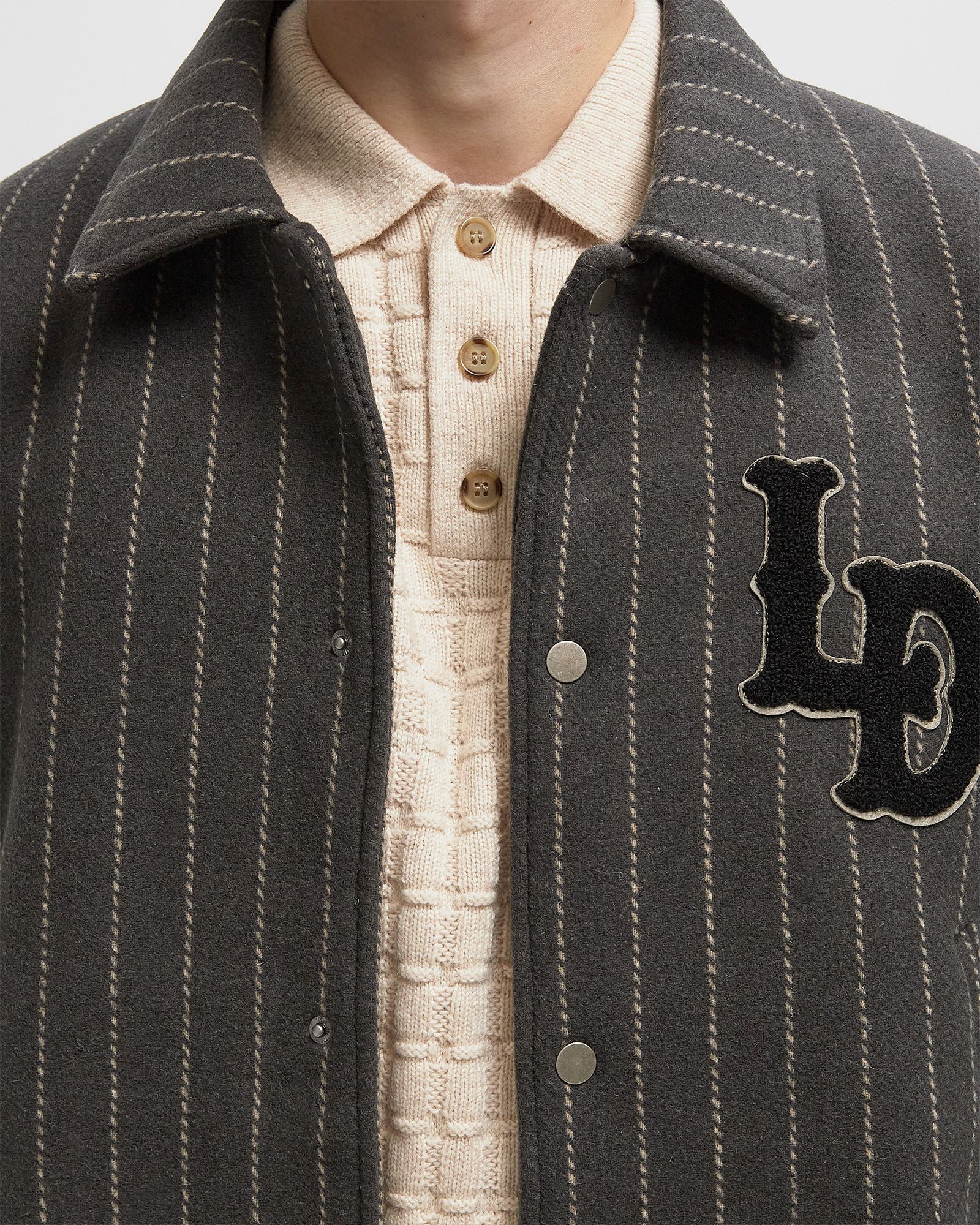 Varsity Pinstripe Wool Jacket