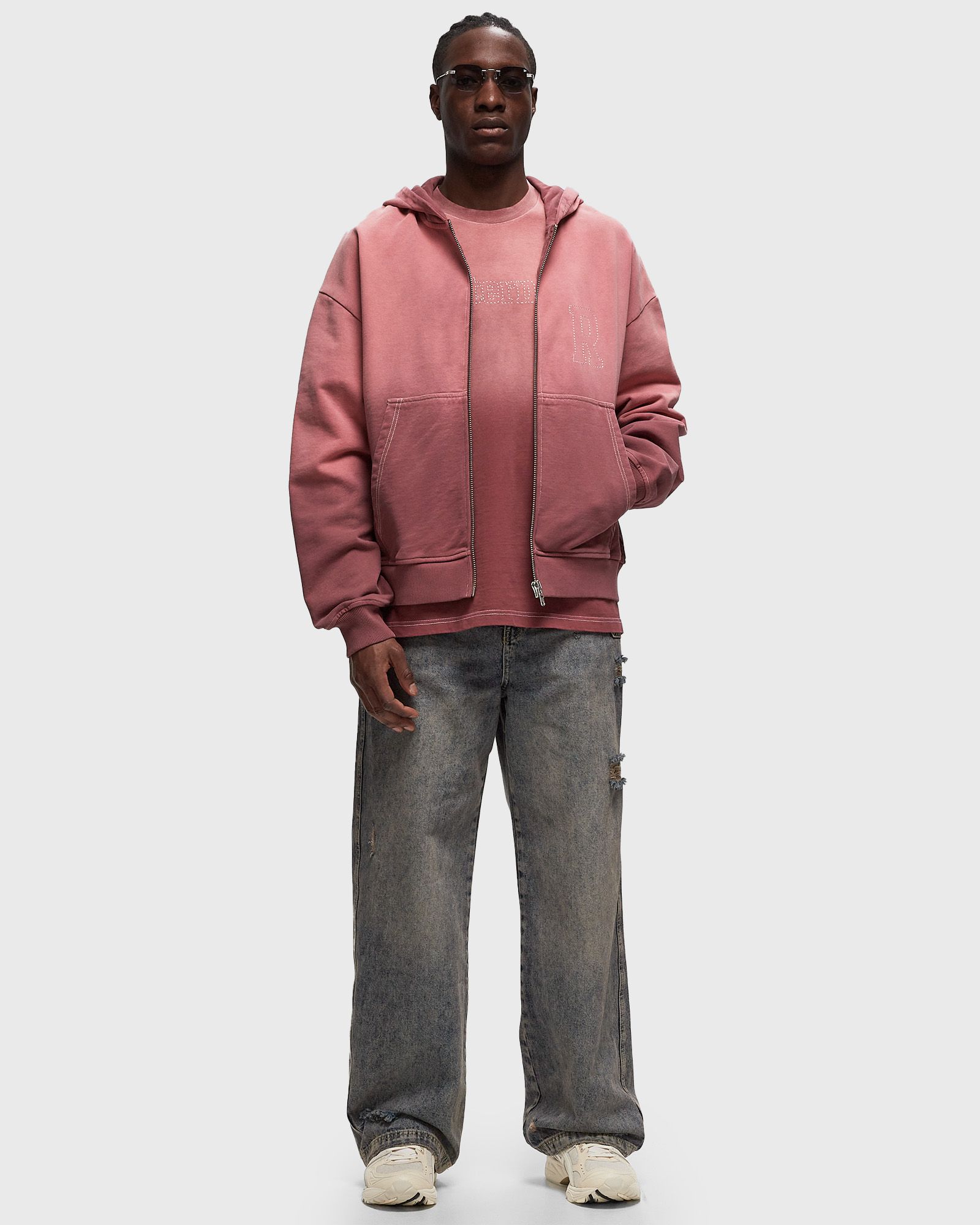 CONTRAST STITCH ZIP HOODIE