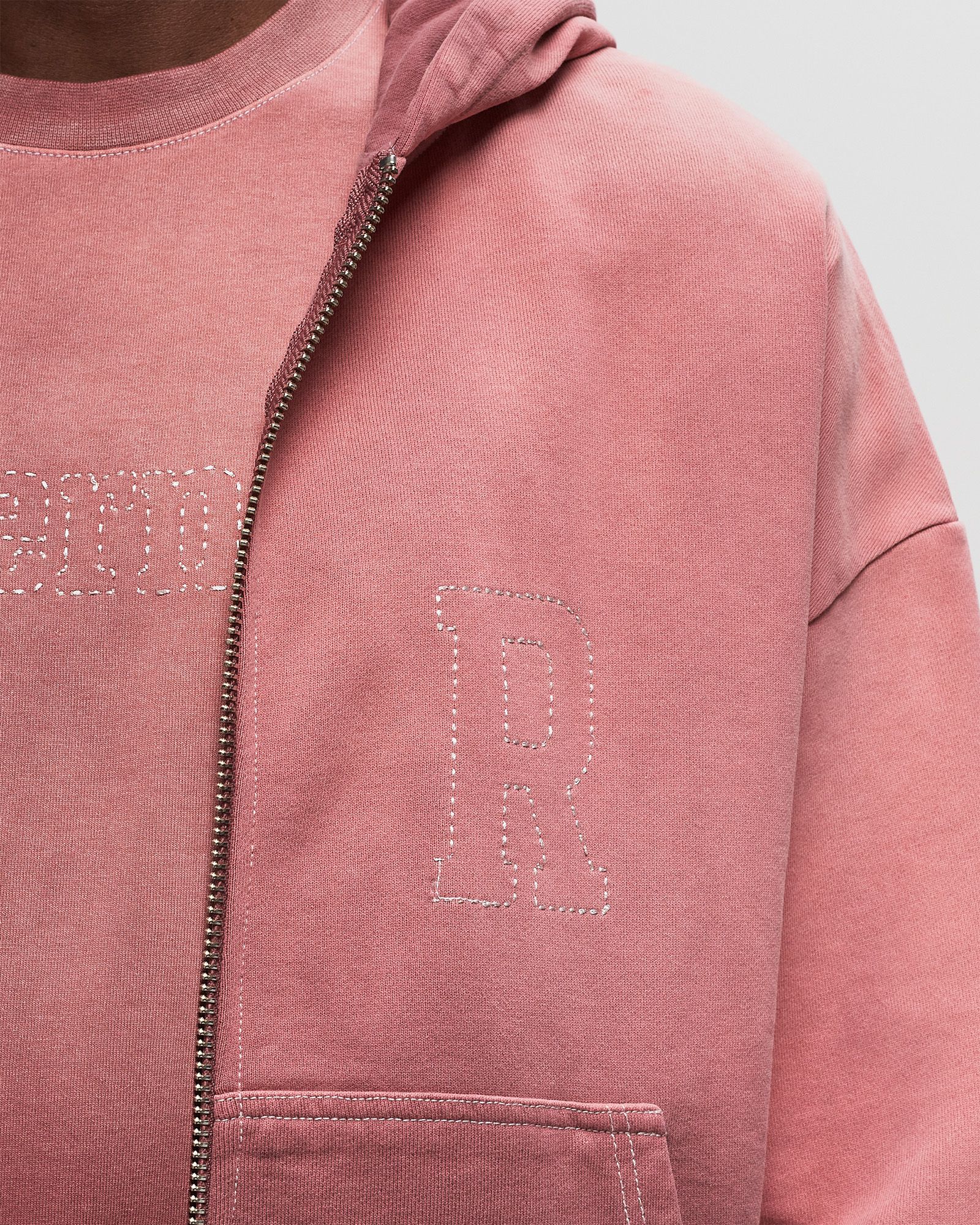 CONTRAST STITCH ZIP HOODIE