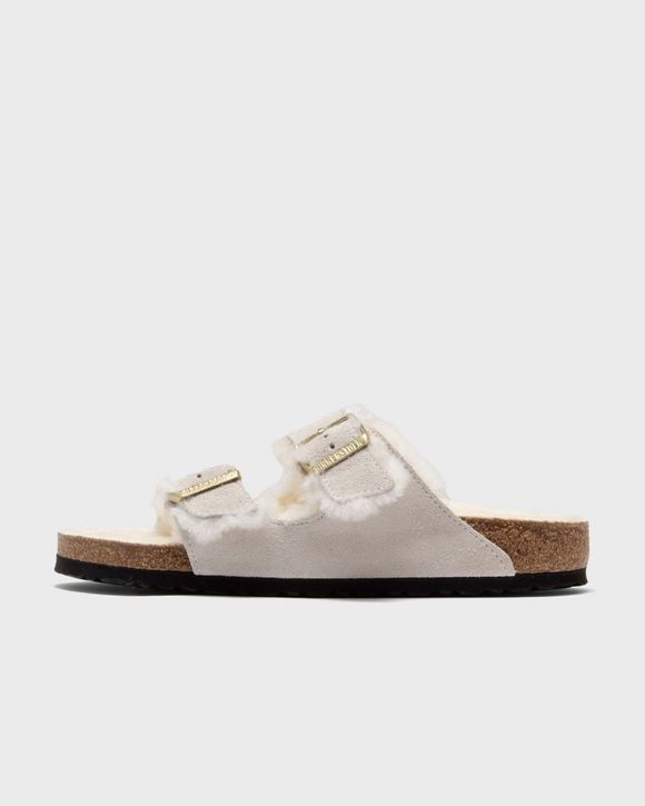 Birkenstock Arizona Shearling Suede Leather Fur White BSTN Store