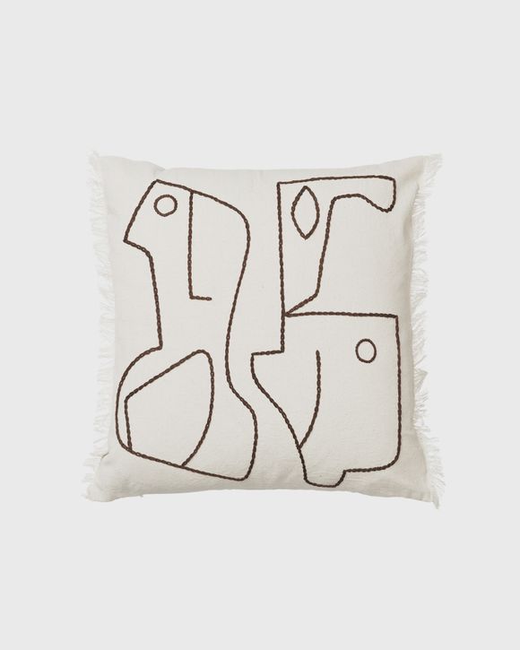 ferm LIVING Figure Cushion White - OFF-WHITE/COFFEE