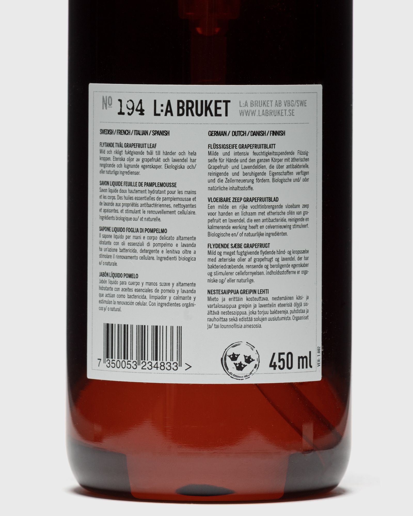 No. 194 Hand & Body Wash Grapefruit Leaf 450 ml