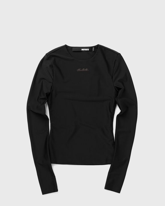 ESSENĆIA  ROTATE Birger Christensen - Contrast Mesh Long Sleeve Top - Black