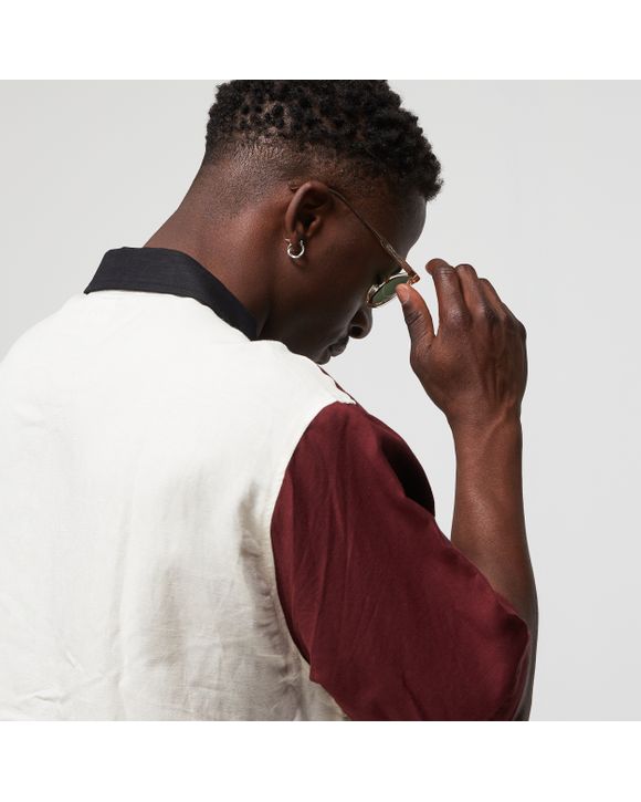 Color Block Zip Work Shirt