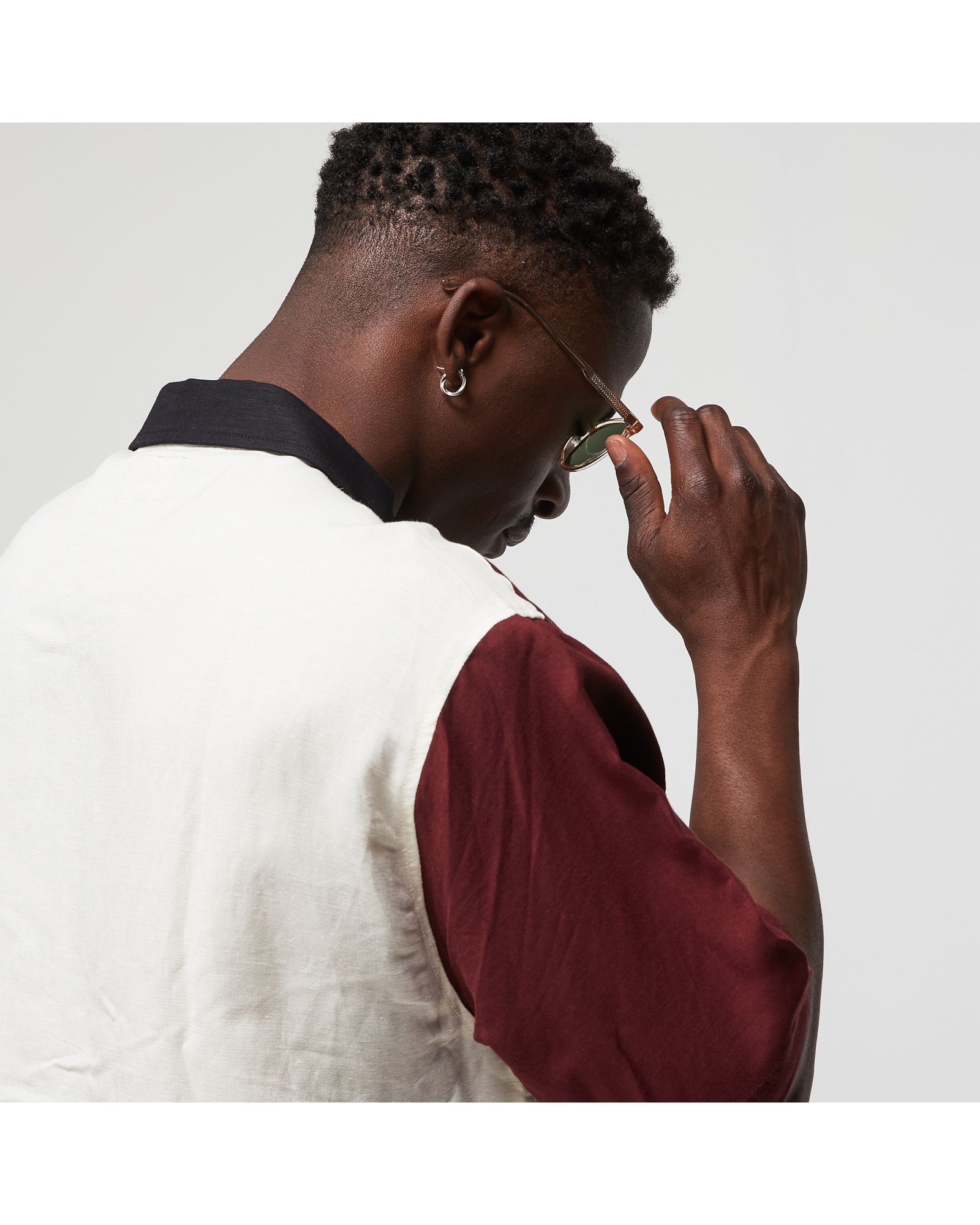 Color Block Zip Work Shirt