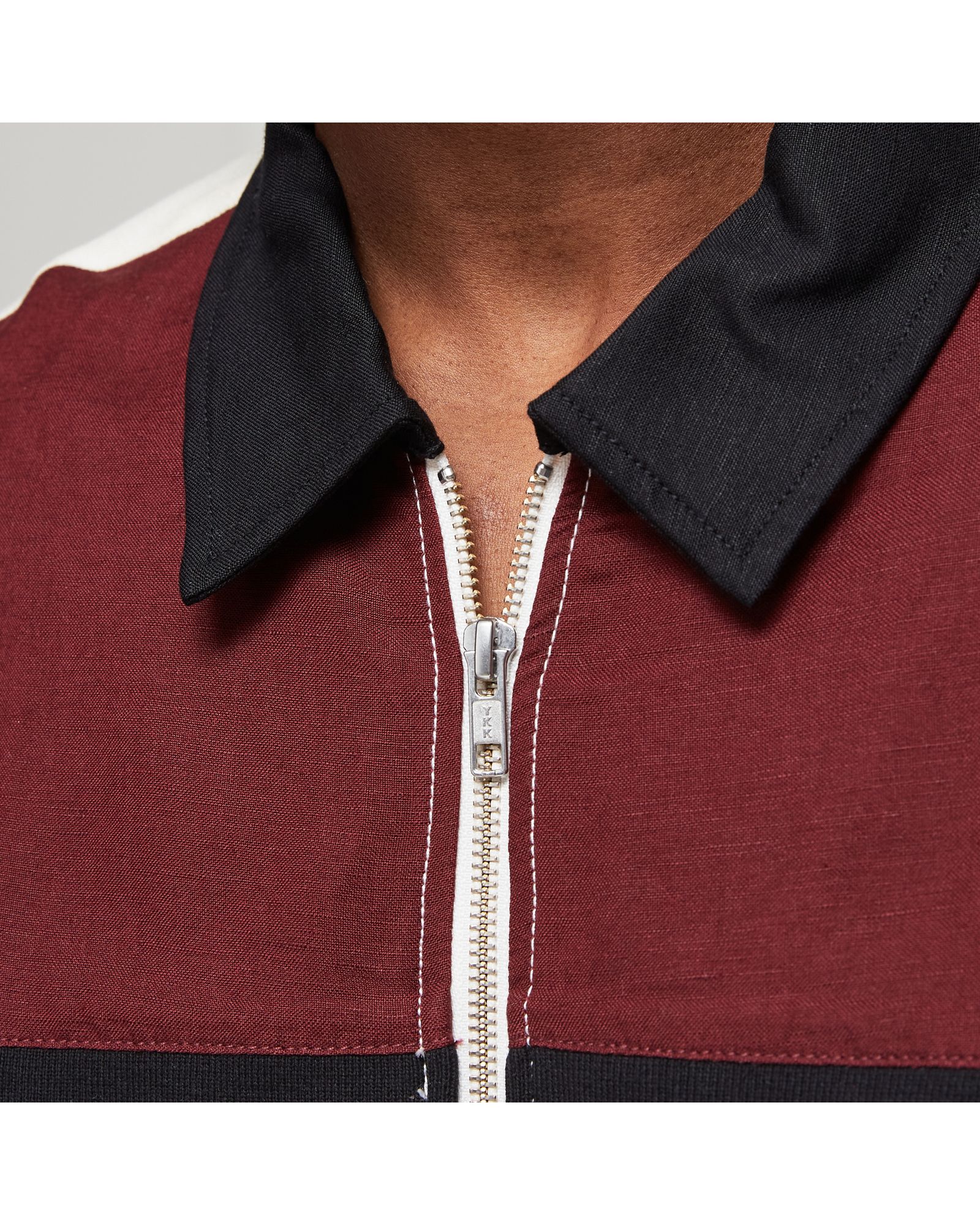 Color Block Zip Work Shirt