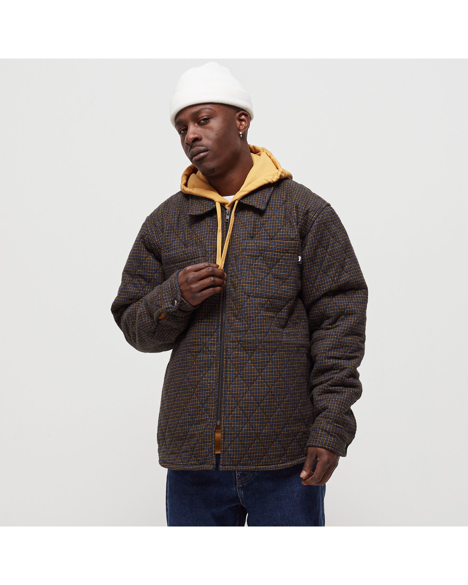 MINI CHECK QUILTED ZIP SHIRT