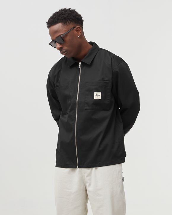 Stussy Zip Up Work Longsleeve Shirt Black - black